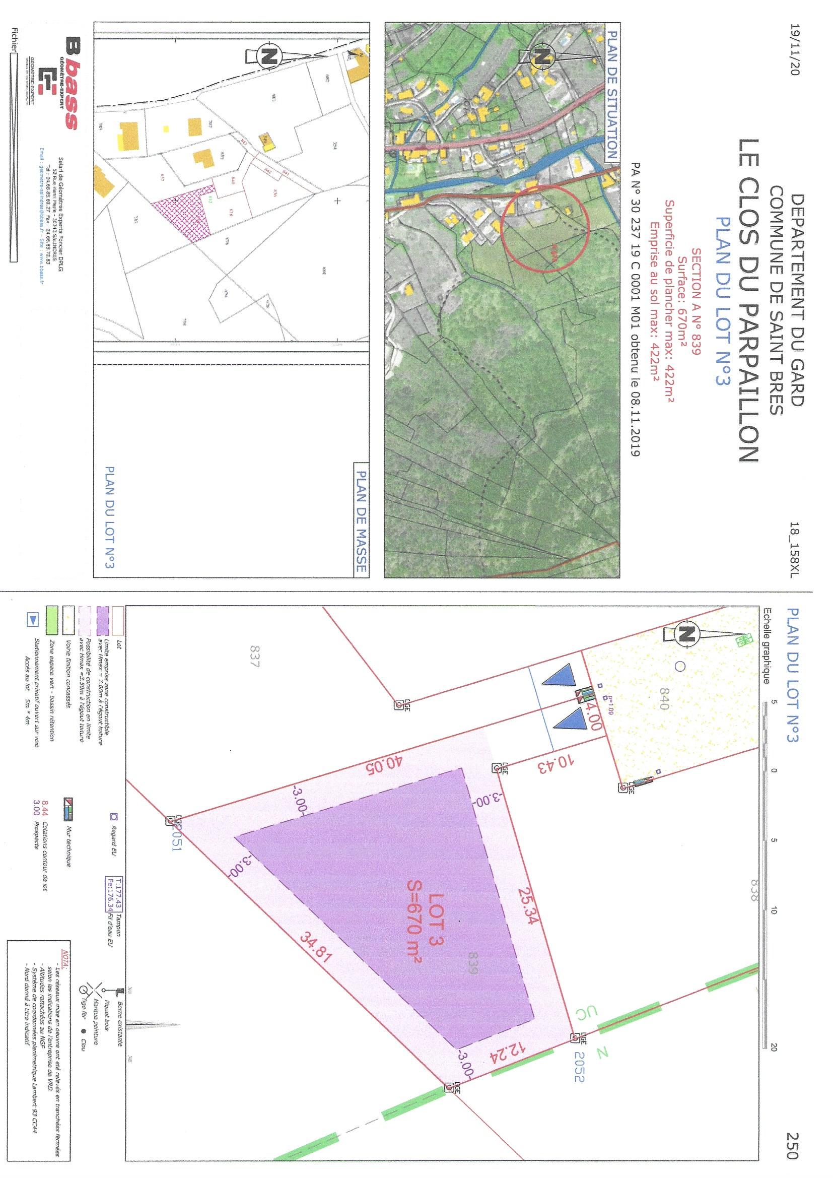 Terrain constructible à vendre  - 670m2 - Saint Bres (30500)