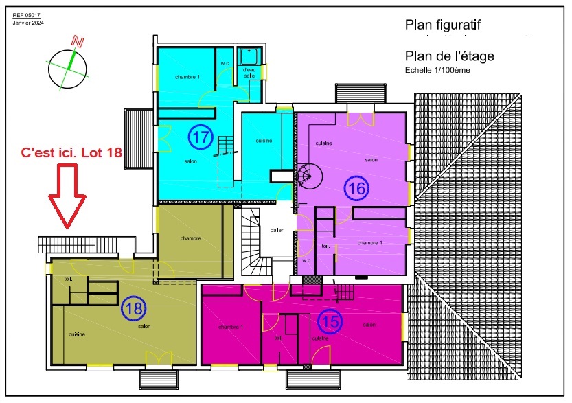 Appartement à vendre  - 2 pièce(s) - 51.3m2 - Herm (40990)