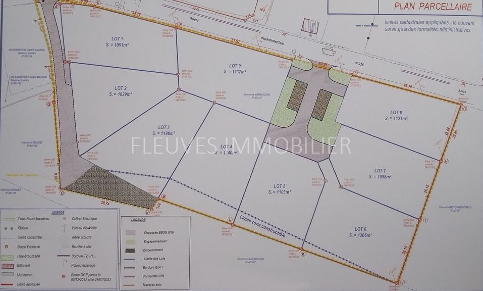 Terrain constructible à vendre  - 1091m2 - Navarrenx (64190)