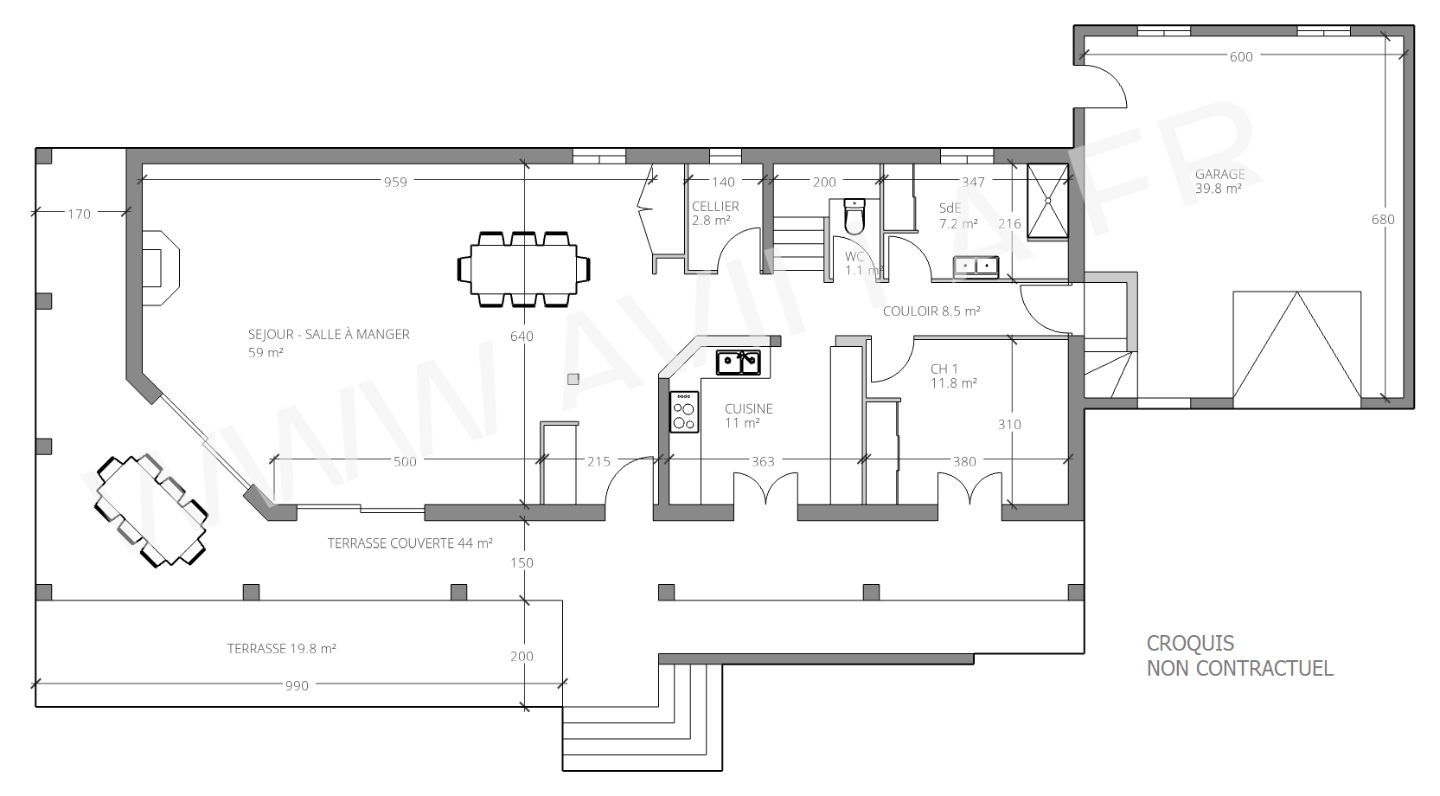 Villa à vendre  - 7 pièce(s) - 144m2 - Tourouzelle (11200)