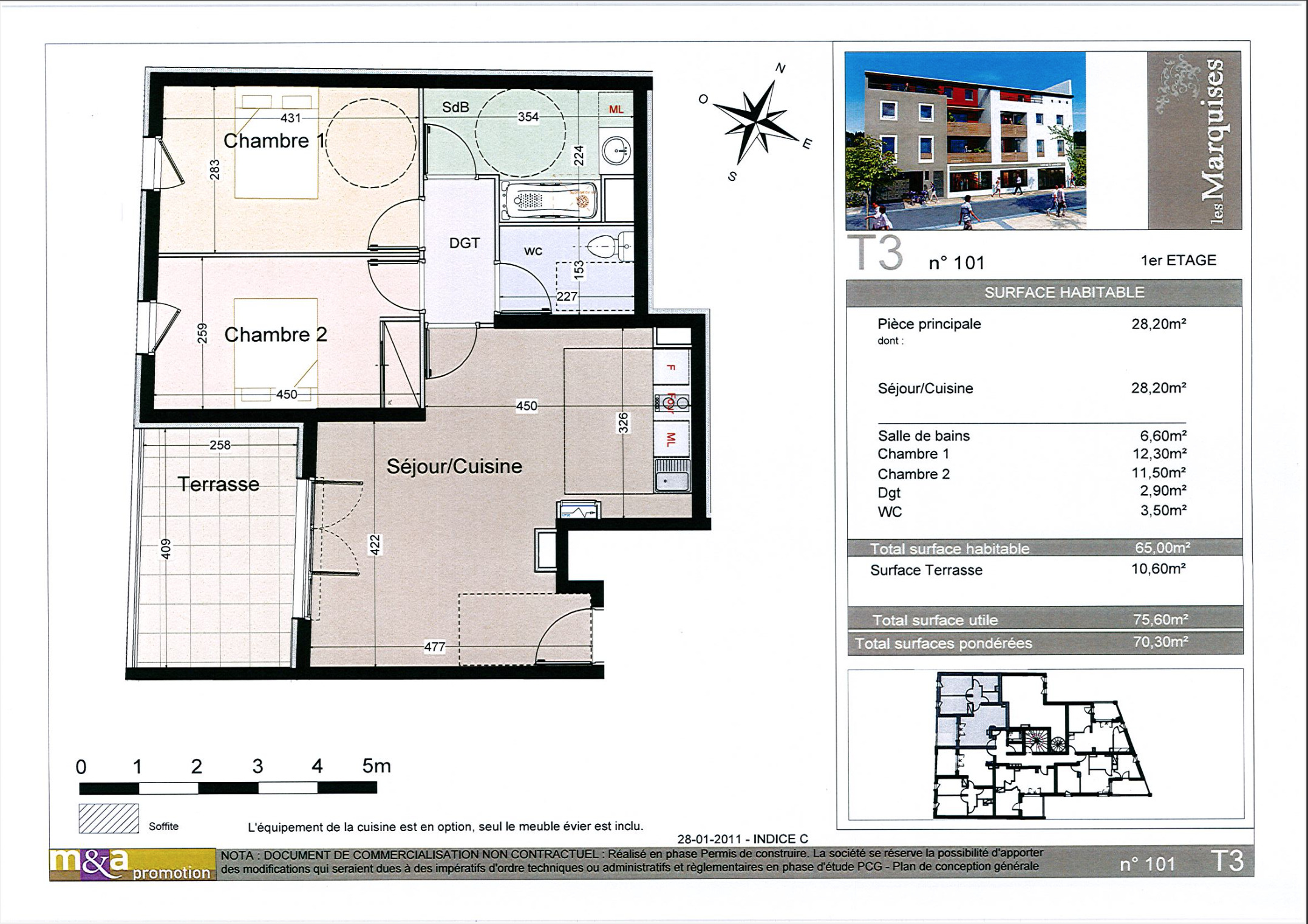 Appartement T3 avec terrasse et parking – Pérols Centre