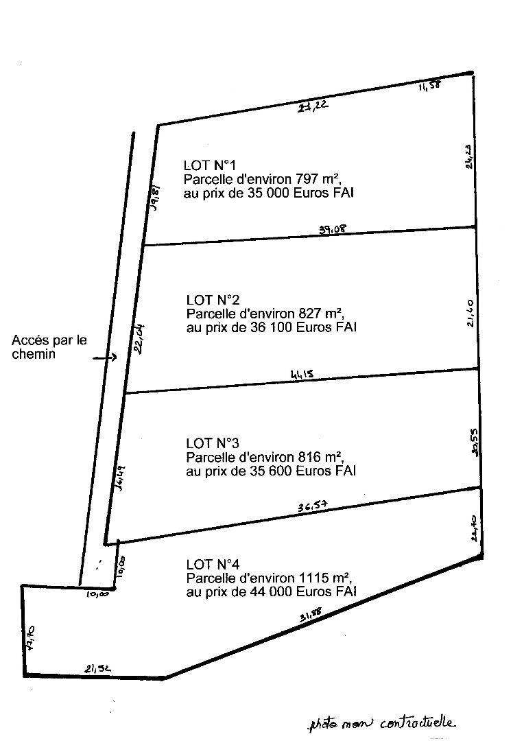 Terrain constructible à vendre  - 1115m2 - Lencloitre (86140)