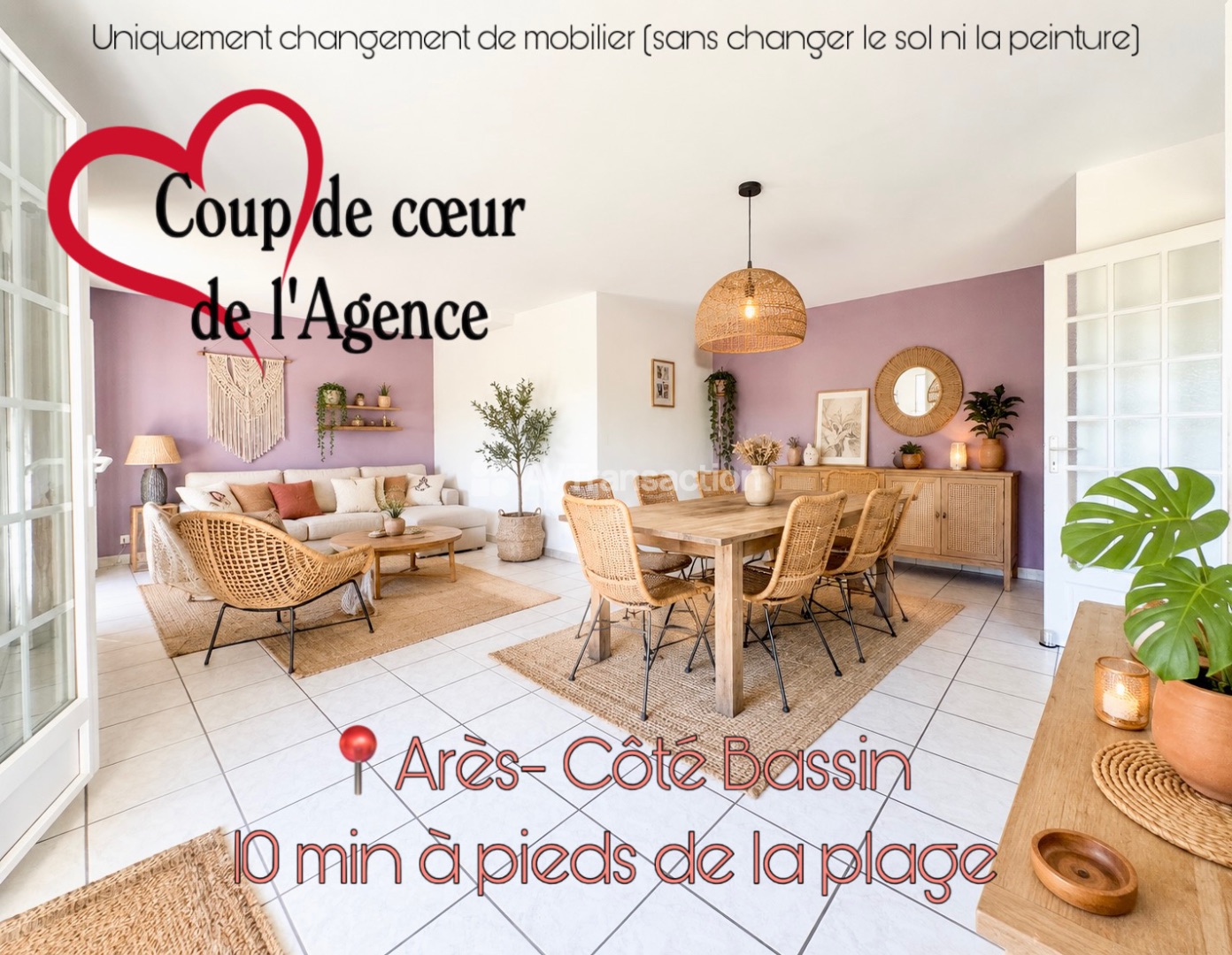 maison plain pieds 3 chambres 10min à pieds de la plage