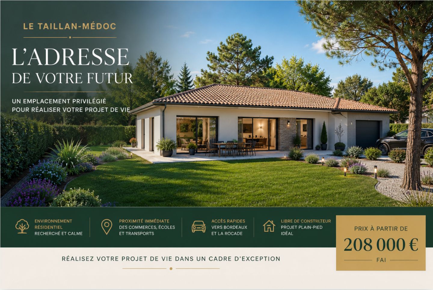 Terrain constructible à vendre  - 500m2 - Le Taillan-médoc (33320)