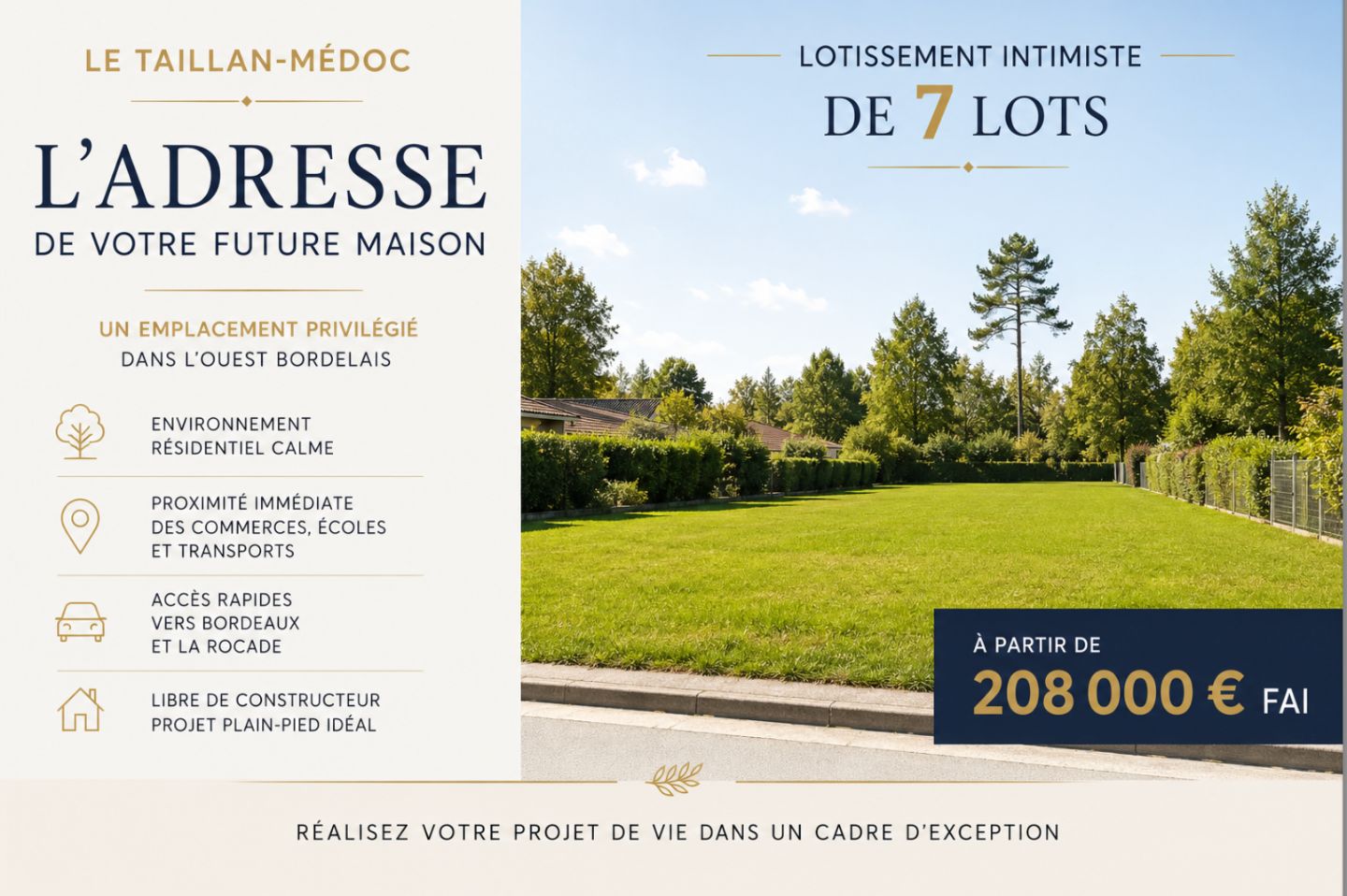 Terrain à vendre  - 500m2 - Le Taillan-médoc (33320)