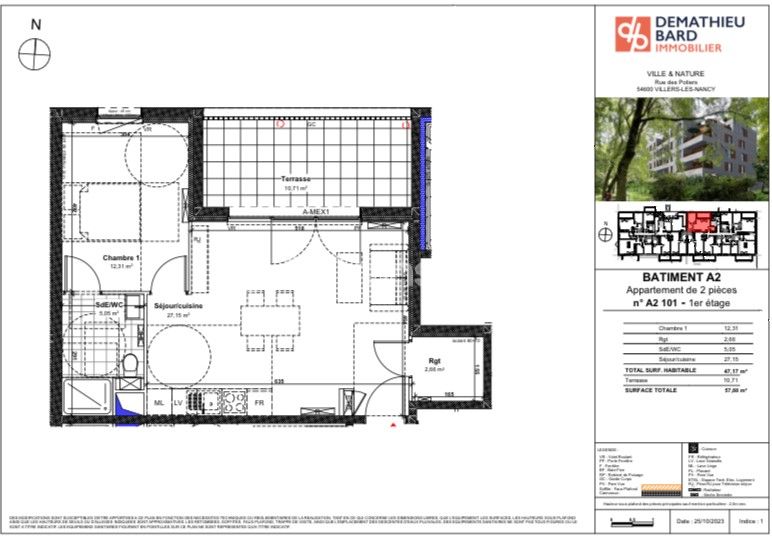 Appartement neuf à vendre  - 2 pièce(s) - Villers-lès-nancy (54600)