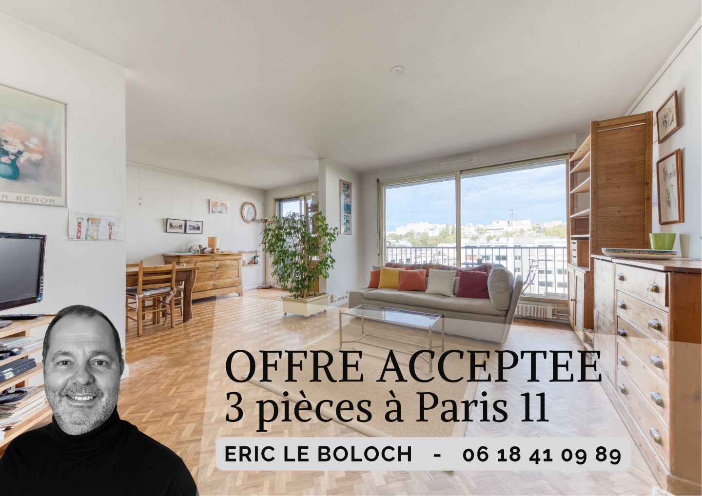 BELLEVILLE — 3 PIÈCES · 65,80 m² · BALCON 10,36 m² · 8ᵉ ÉTAGE ·