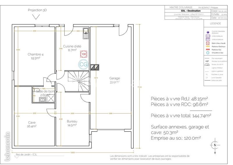 CHARMANTE MAISON 144 M² AVEC GRAND GARAGE ET BEAU TERRAIN 